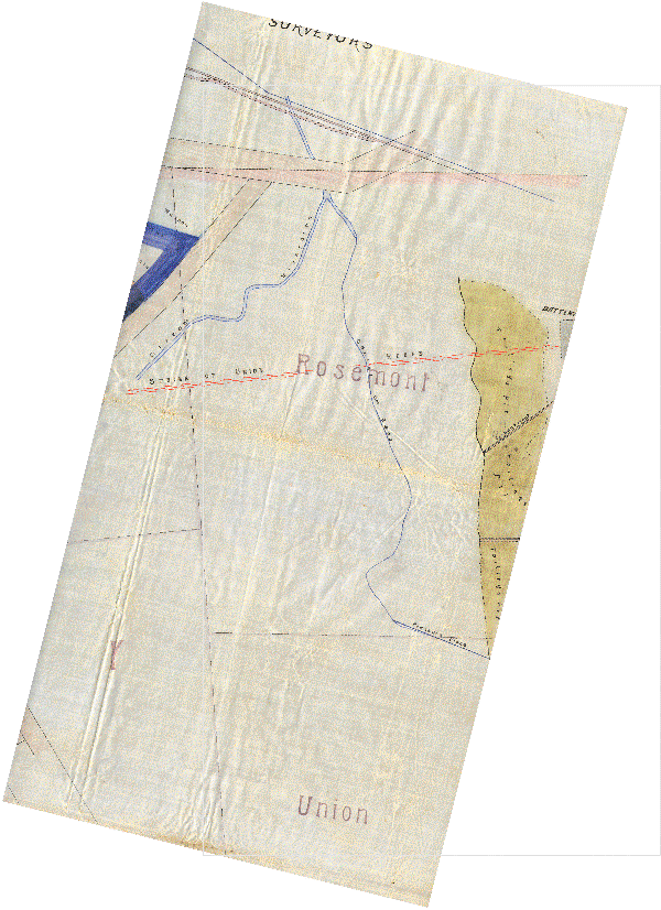 Map 2 c.1894 showing Cassel Company water race and stream diversion with overlay (on mouse over).