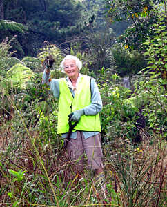 Isabel has contributed during our working bees, but now has hung up her yellow jacket.  She continues to be a strong supporter of Waihi Walkways.